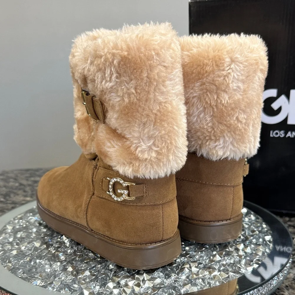 GBG Los Angeles Aleya Fur ankle Boots NEW 5.5